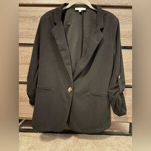 HYFVE Black Roll-Tab Blazer with Gold Buttons